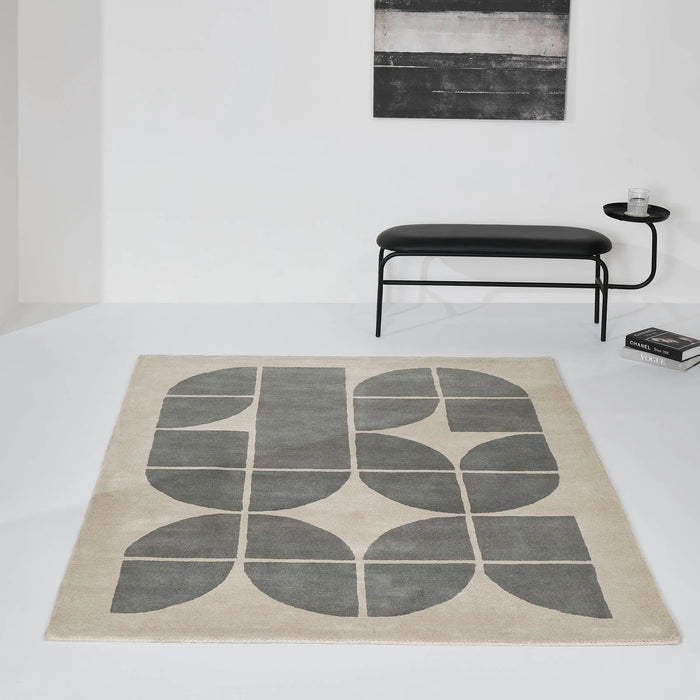 Perseverance Grey & Ivory Geometric Wool Rug