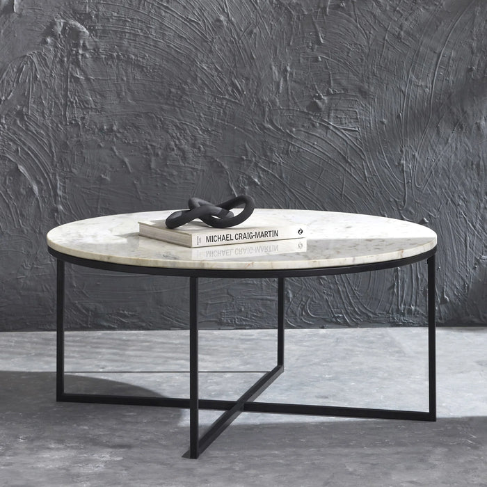 Renwil Livia White Marble Coffee Table
