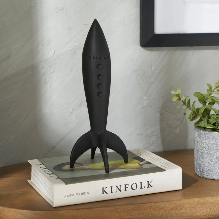 Rhodes Matte Black Rocket Sculpture
