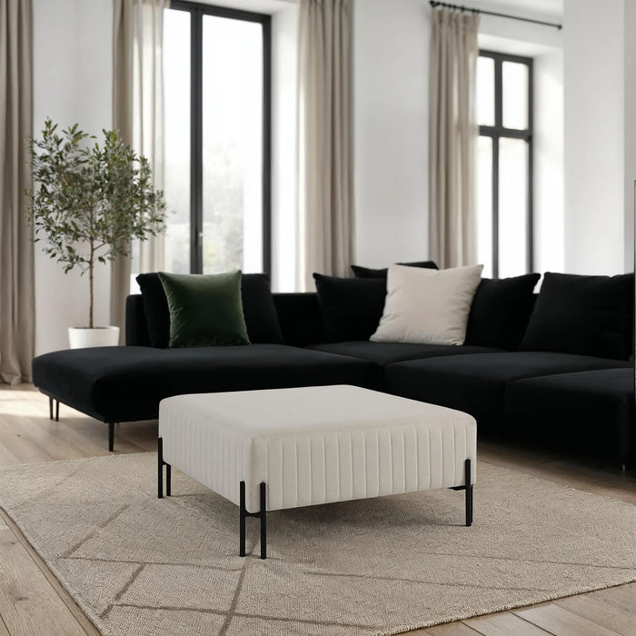 Renwil Fitzroy Natural Poly-Linen Ottoman