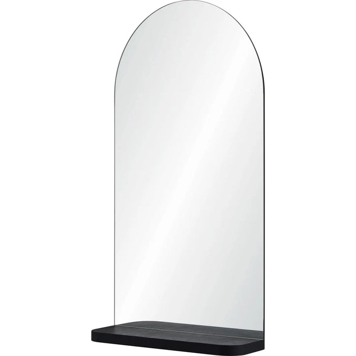 Renwil Lucila Frameless Arched Wall Mirror with Black Shelf