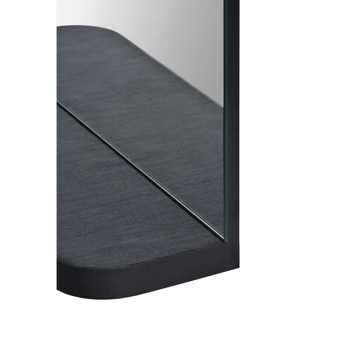 Renwil Lucila Frameless Arched Wall Mirror with Black Shelf