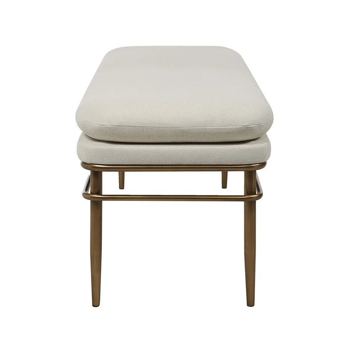 Paredes Upholstered Bench – Natural & Antique Brass