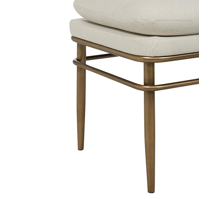 Paredes Upholstered Bench – Natural & Antique Brass