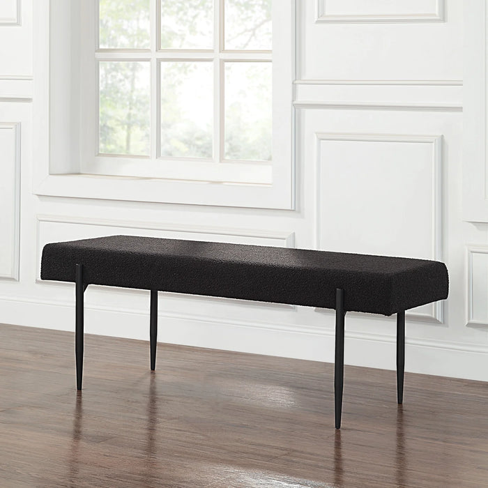 Lowe Black Bouclé Upholstered Bench