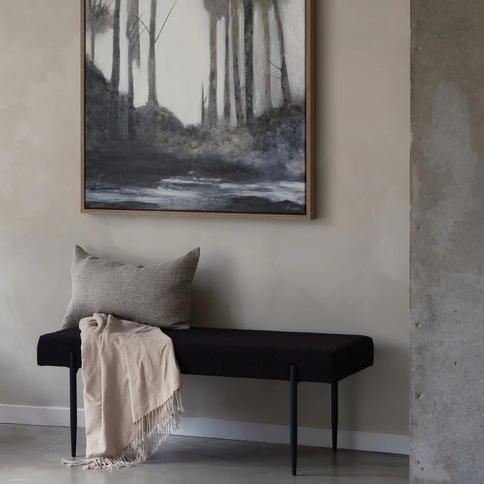 Lowe Black Bouclé Upholstered Bench