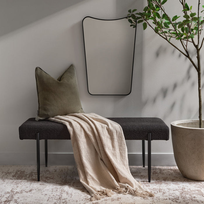 Lowe Black Bouclé Upholstered Bench