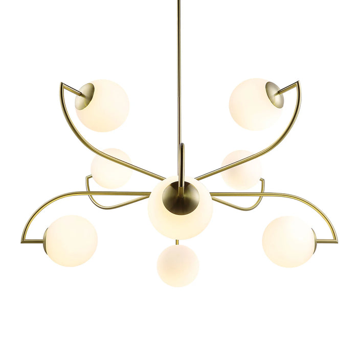 Renwil Rover 8-Light Satin Brass Chandelier with Etched Glass