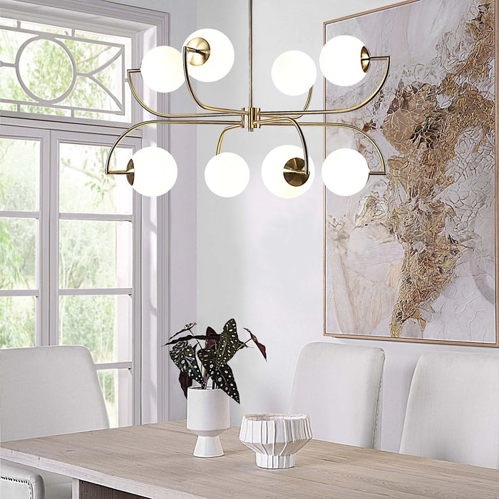 Renwil Rover 8-Light Satin Brass Chandelier with Etched Glass