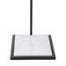 Close-up detail of Renwil Danica marble base shelf and black steel frame