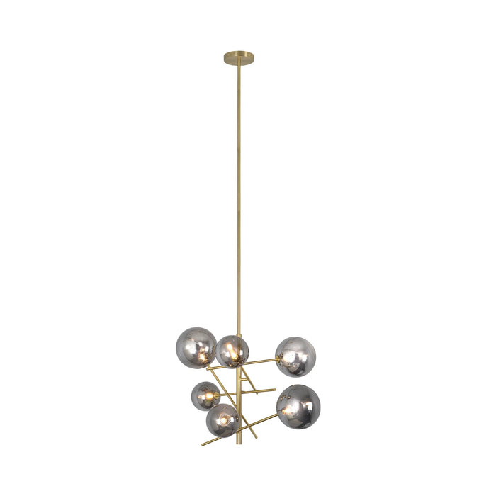 Renwil Laylani 6-Light Satin Brass Pendant with Smoky Glass