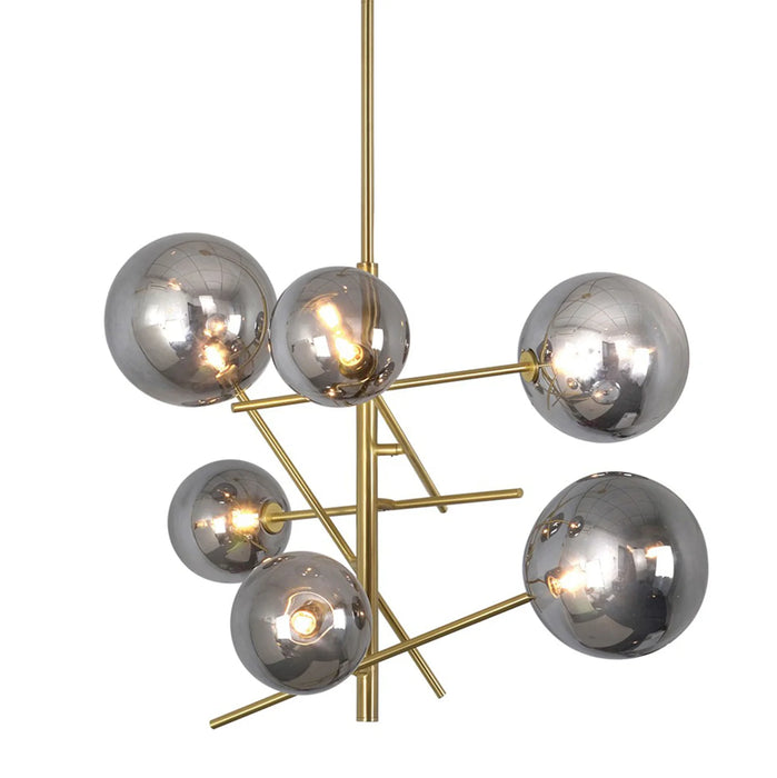 Renwil Laylani 6-Light Satin Brass Pendant with Smoky Glass