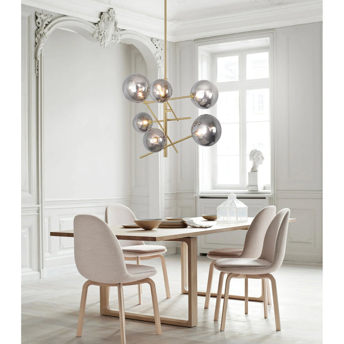 Renwil Laylani 6-Light Satin Brass Pendant with Smoky Glass