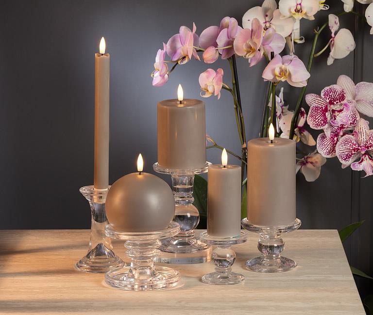 Abbott Luxlite LED Taper Candles, Set of 12 in Moon Grey