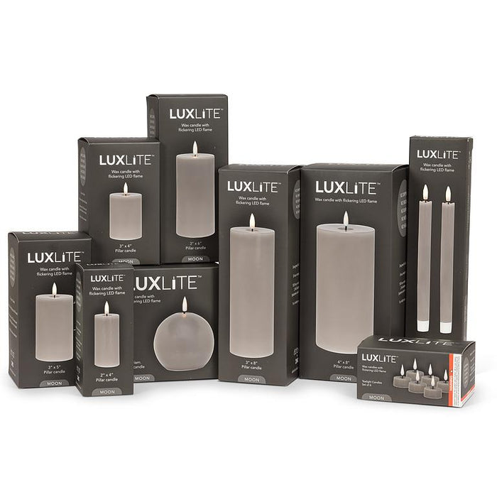 Abbott Luxlite LED Taper Candles, Set of 12 in Moon Grey