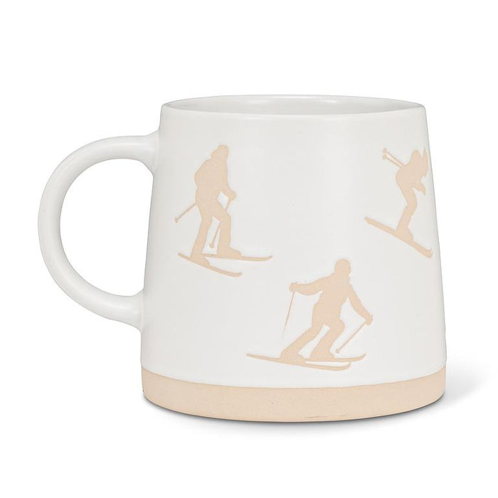 Wide Base Mug- Alpine Skiers Design, 14 oz.