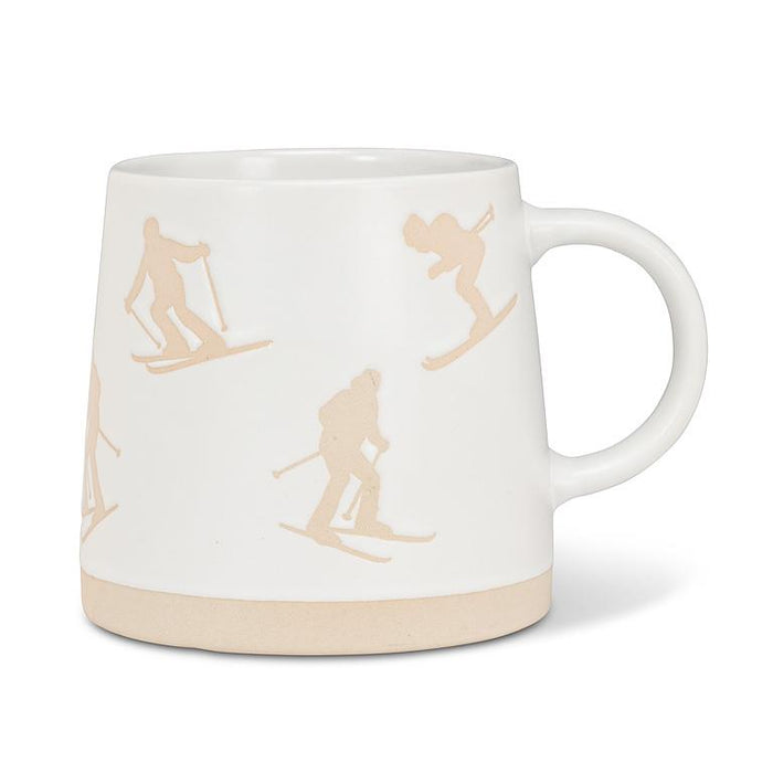 Wide Base Mug- Alpine Skiers Design, 14 oz.