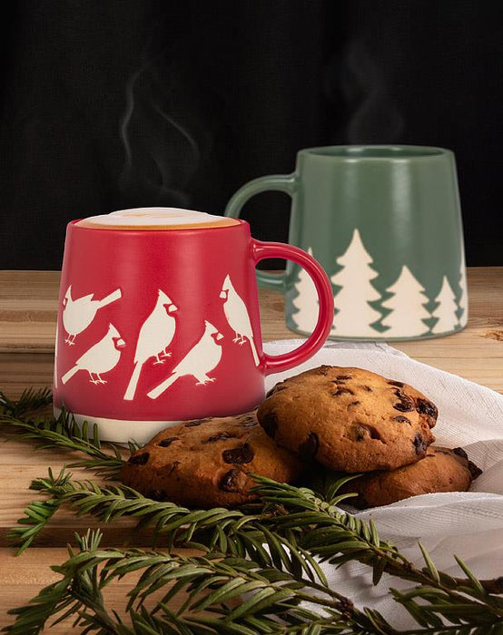 Wide Base Mug- Pine Trees Design, 14 oz.