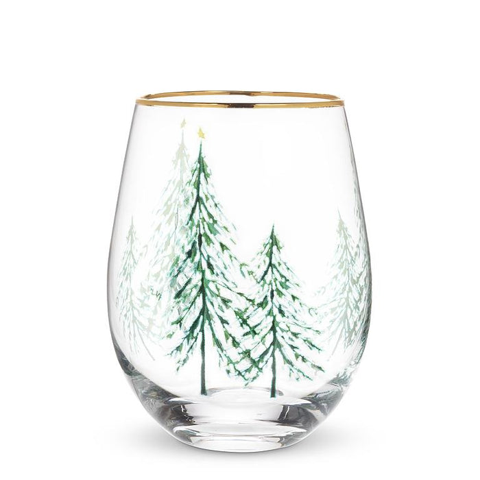 Winter Trees Stemless 16 oz. Wine Glass