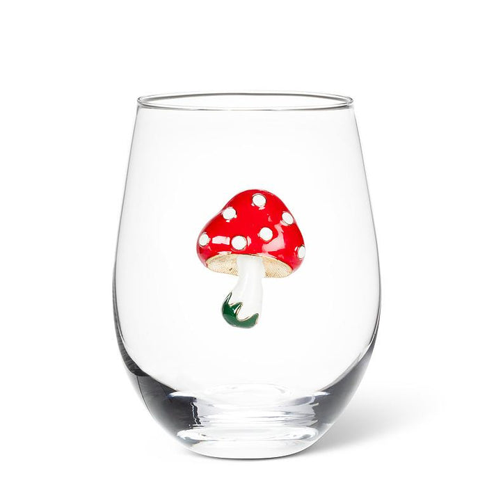 Jewelled Stemless Glass- Mushroom Design, 16 oz.