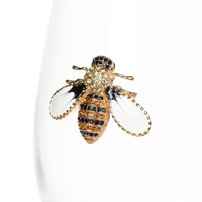 Jewelled Stemless Glass- Bee Design, 16 oz.