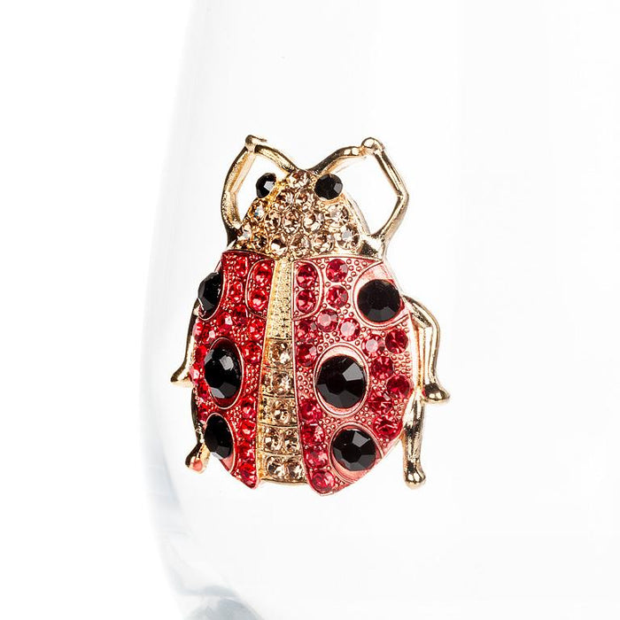 Jewelled Stemless Glass- Ladybug Design, 16 oz.
