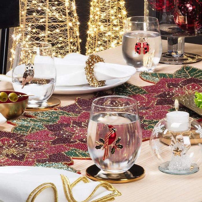 Abbott Collection Jewelled Stemless Glasses – Owl Design, Set of 6 (16 oz)