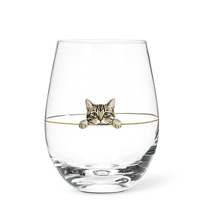 Peeking Cat Stemless Wine Glasses, 14 oz – Set of 4