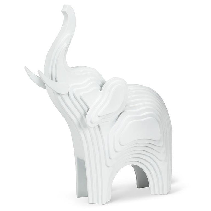 Large Contoured Elephant Sculpture, White, 13.5"