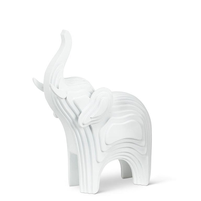 Small Contoured Elephant Sculpture, White, 10"