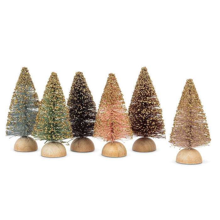 Mini Glitter Brush Trees, Set of 6