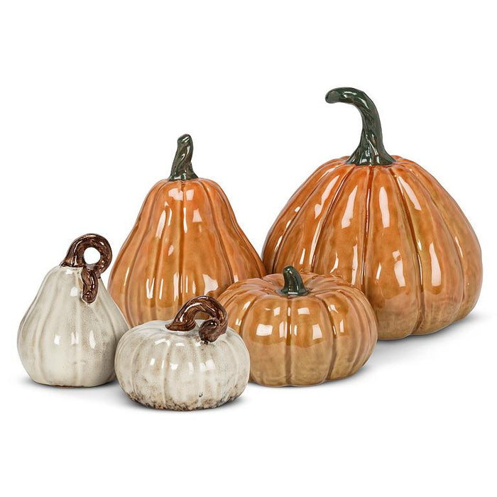 Mini Ivory Ceramic Pumpkins, 2.5" – Set of 4