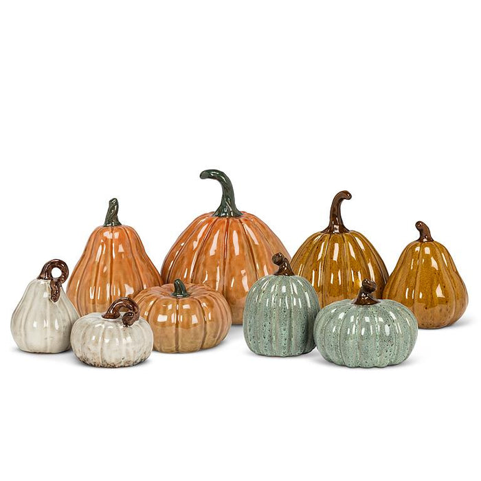 Mini Ivory Ceramic Pumpkins, 2.5" – Set of 4