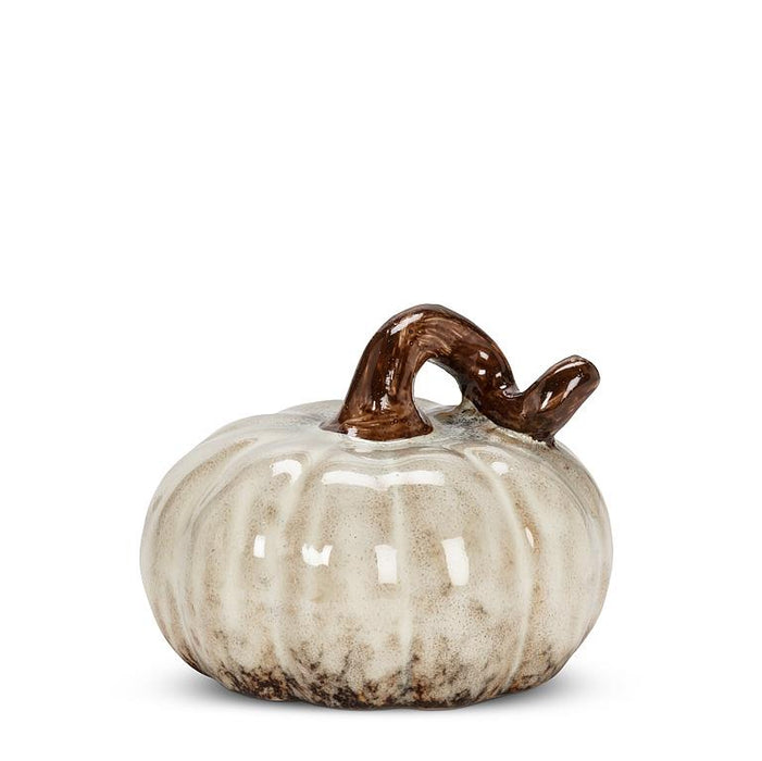 Mini Ivory Ceramic Pumpkins, 2.5" – Set of 4