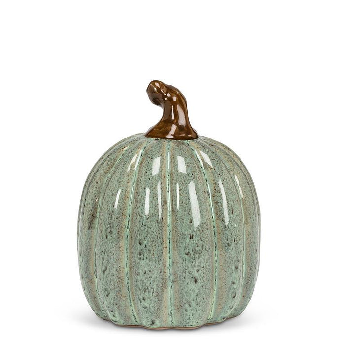 Small Oval Porcelain Pumpkins, Sage Green, 4" – Set of 4