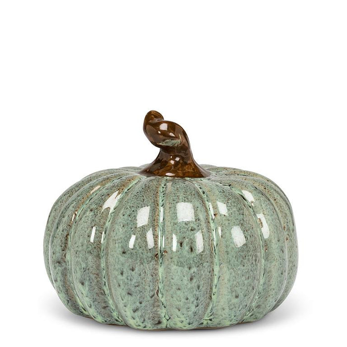 Small Low Porcelain Pumpkins, Sage Green, 3" – Set of 4