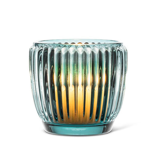 Abbott Collection Ribbed Glass Votive — Blue Set of 6 - Candle Holders
