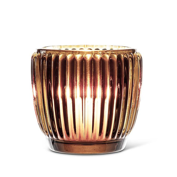 Abbott Collection Ribbed Glass Votive — Brown Set of 6 - Candle Holders