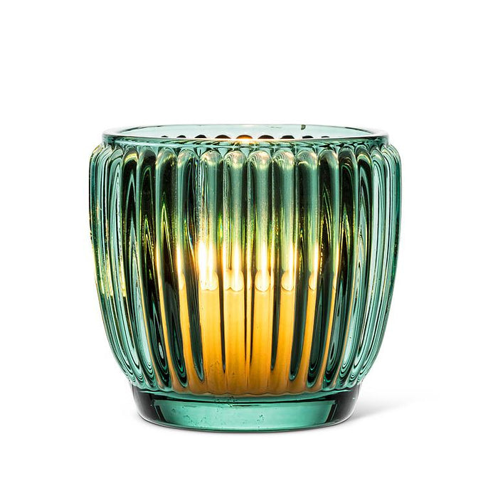 Abbott Collection Ribbed Glass Votive — Green Set of 6 - Candle Holders