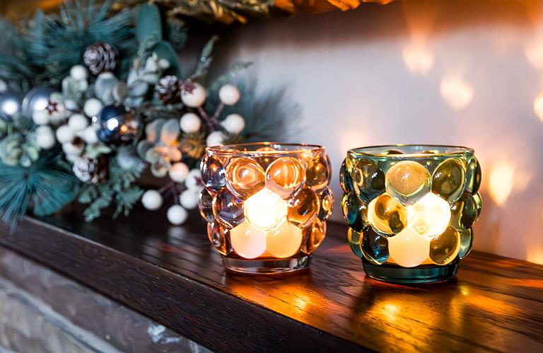 Abbott Collection Bubble Glass Votives — Brown Set of 6 - Candle Holders