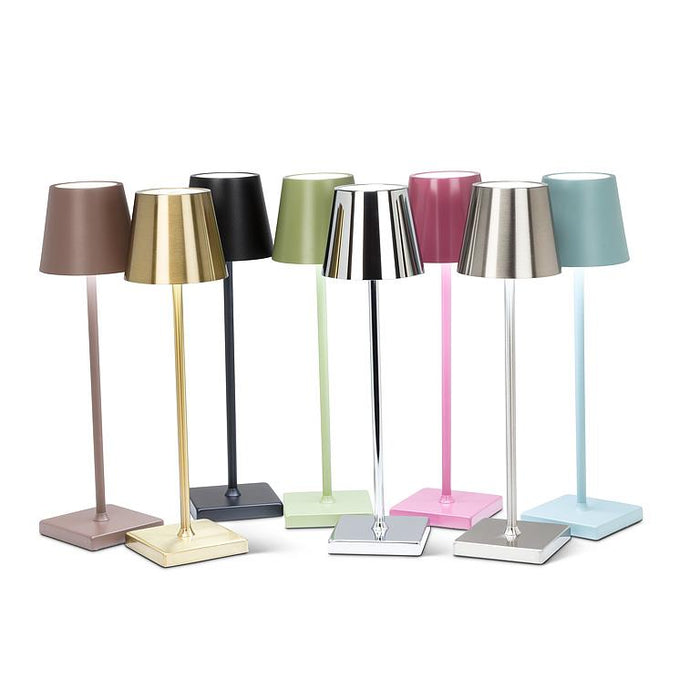 Trilite Classic Shade Rechargeable LED Table Lamp, Brown, 15"
