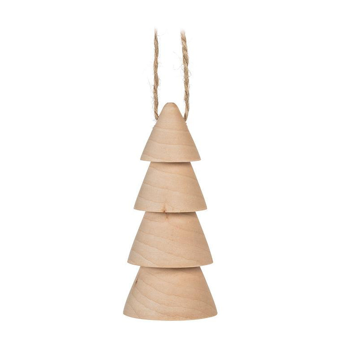 Small Wooden Tree Ornaments, Set of 2