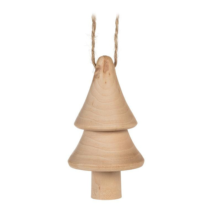 Small Wooden Tree Ornaments, Set of 2