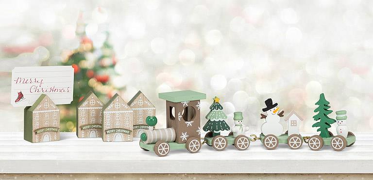 Small Holiday Train Set with Snowmen