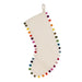 Abbott Collection Festive Pom Pom Christmas Stocking in White - Stocking