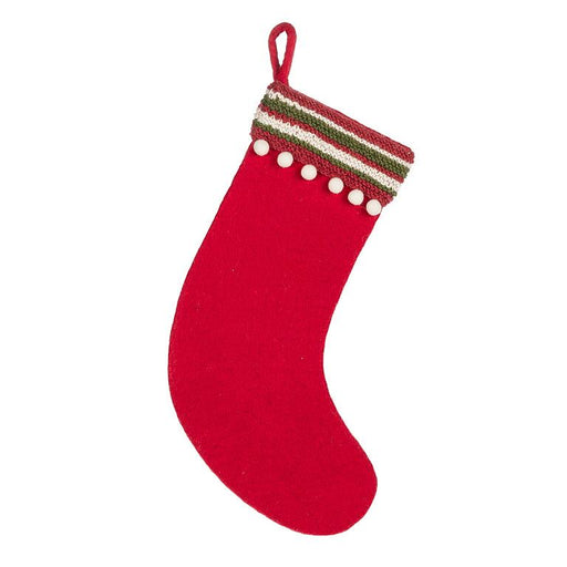 Abbott Collection Festive Knit Trim Christmas Stocking in Red - Stocking
