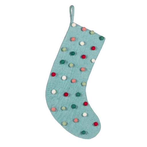 Abbott Collection Festive Knit Trim Christmas Stocking in Aqua - Stocking