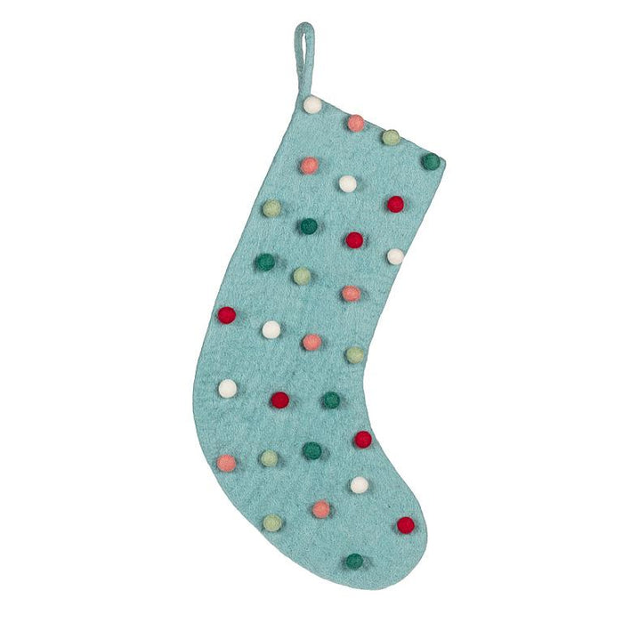 Abbott Collection Festive Knit Trim Christmas Stocking in Aqua - Stocking