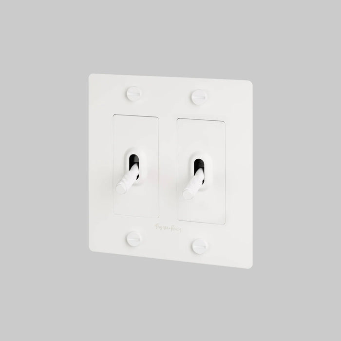 Buster + Punch 2-Gang Toggle Switch – Cross - White / With Logo - 2G Toggle