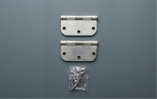 3.5 inch satin chrome door hinges with screws included 5/8 radius corner